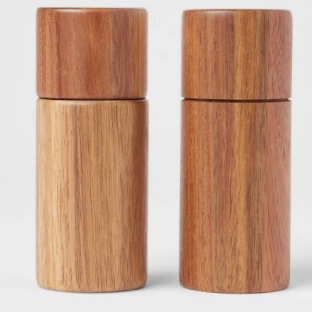 2pc Acacia Round Salt Shaker and Pepper Grinder Set - Threshold